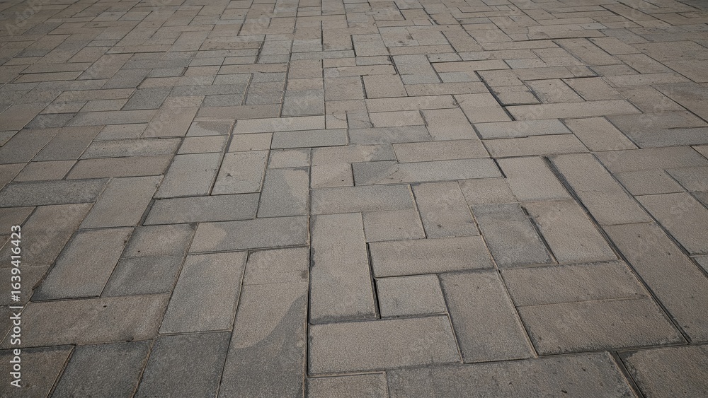 Fototapeta premium Background featuring a patterned concrete paver block floor