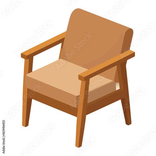 Mid-Century Modern Armchair with Beige Upholstery