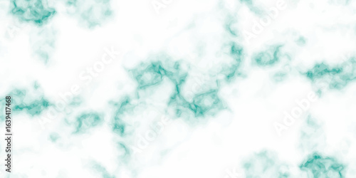 Abstract sky blue watercolor texture with white clouds and a hint of green leaves