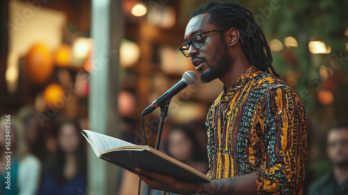 Black Poet Performing Spoken Word to Inspire and Honor the Power of Words in History