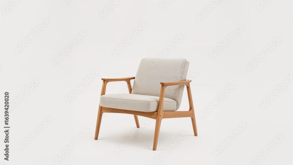 Contemporary wooden armchair set against a plain white backdrop Contemporary wooden armchair set against a plain white backdrop