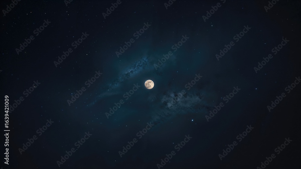 Fototapeta premium Nature and space backdrop highlighting the waxing gibbous moon