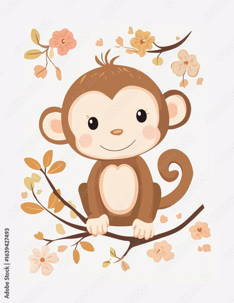 Obraz premium Nursery Poster with Monkey.