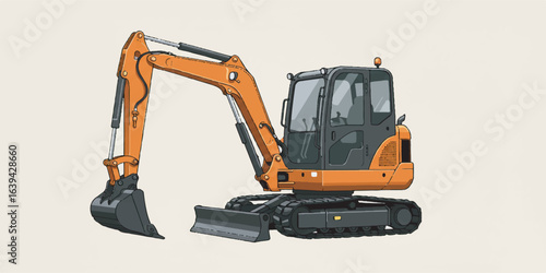 High-Quality Mini Excavator Vector Illustration