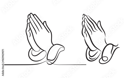 Praying hands gesture spiritual devotion faith symbol vector