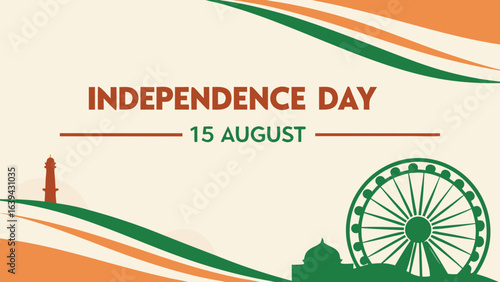 Indian Independence Day Celebration with National Colors and Emblem Design