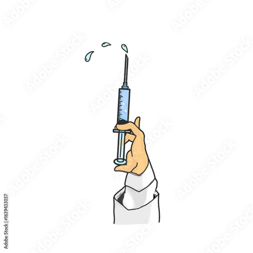 hand holding a syringe without background