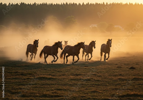 horses running in dessert