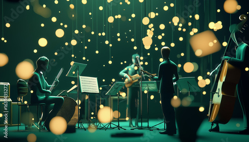 AI generator images of Cartoon conductor leading an orchestra with musical notes This is a fantastic project go live with Sky Life