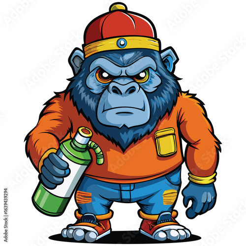 Urban Gorilla and Street Art Vector Character
