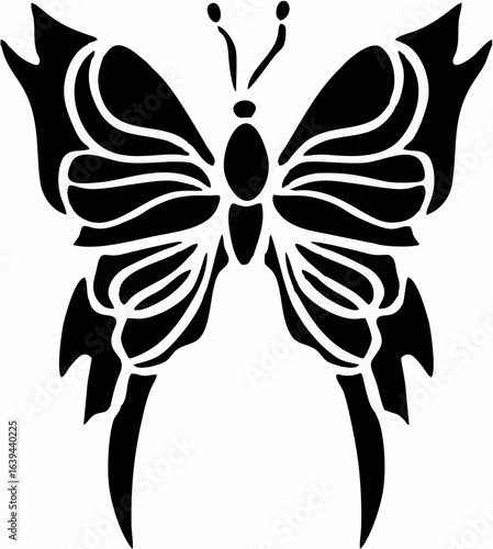Butterfly Vector Stencil, Bla...