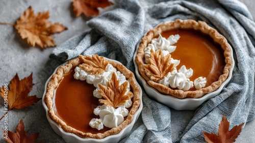 Wallpaper Mural Homemade pumpkin pies with fall decorations on a cozy table setting for autumn gatherings or festive celebrations Torontodigital.ca