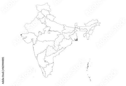 Blank Outline Map of India with States | Minimalist Unlabeled Vector Template for Design (SVG)