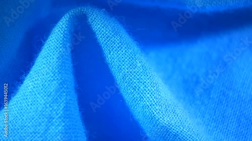 Blue cotton flax textile material cloth texture blur background macro