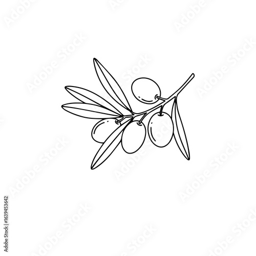 Olives Icon in Black and White – Minimalist Mediterranean Fruit Vector Illustration