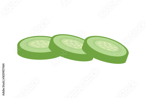 sliced cucumber isolated on white background. slice of vegetable