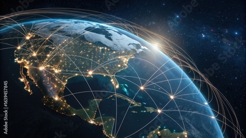  Global Network Connectivity Over North America at Night