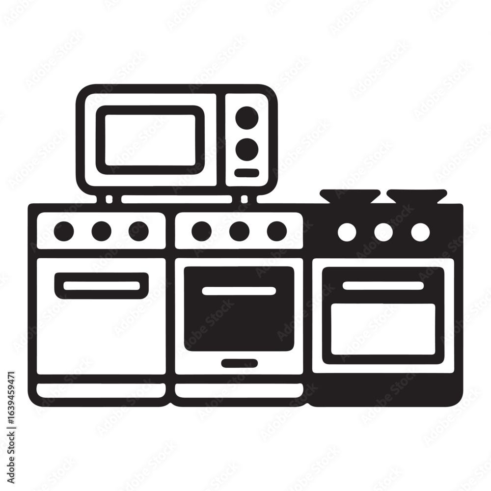Obraz premium Microwave and stove cooking appliance icons