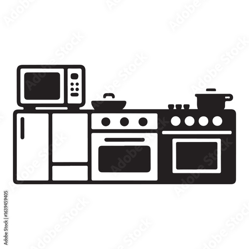 Microwave and stove cooking appliance icons