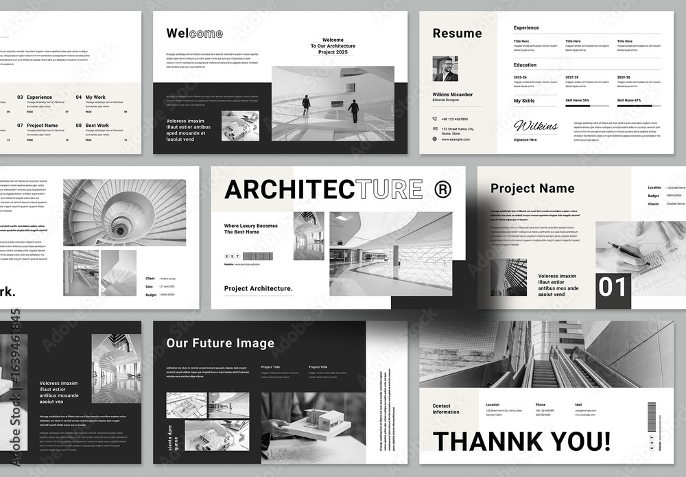 Architecture Portfolio Presentation Layout Stock Template | Adobe Stock