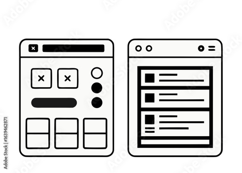 User interface design elements and icons for web and app development