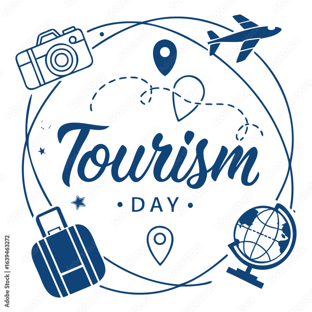 Fototapeta premium World Tourism Day and Travel Hand Lettering Design