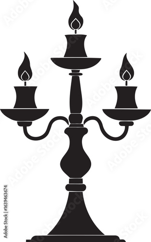  candelabra silhouette vector  icon illustration, candlestick isolated in white background