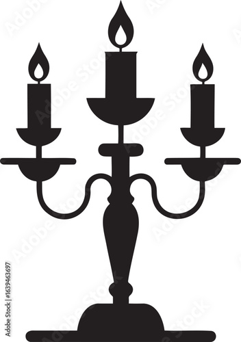  candelabra silhouette vector  icon illustration, candlestick isolated in white background