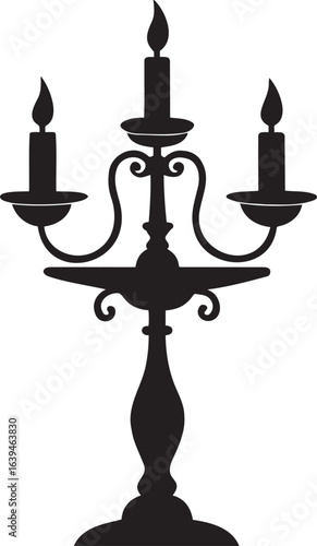  candelabra silhouette vector  icon illustration, candlestick isolated in white background