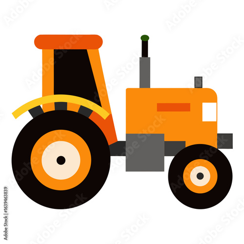 Colorful geometric tractor illustration on white background