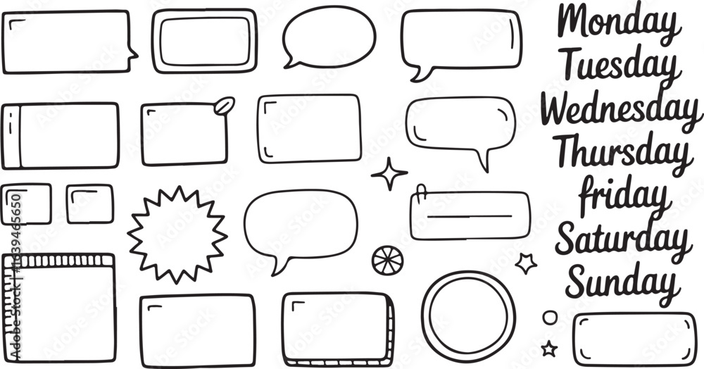 Obraz premium Hand Drawn Planner Elements Vector Set for Organizing Schedules and Tasks