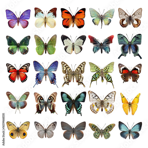Colorful butterfly collection