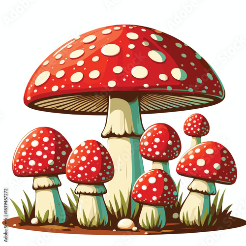 Red and white spotted mushroom vector image