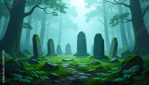 green forest in the night