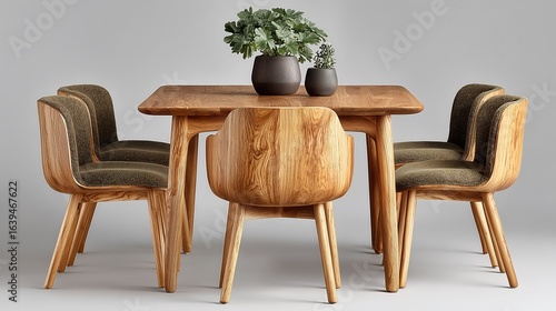 Elegant wooden dining table and chairs contemporary