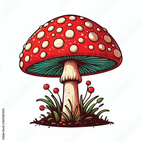 Red and white spotted mushroom vector image