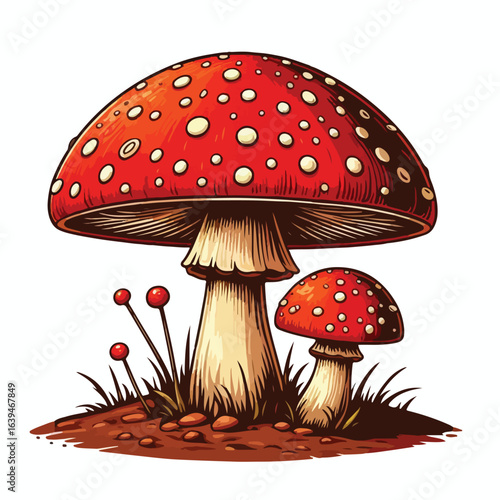 Red and white spotted mushroom vector image
