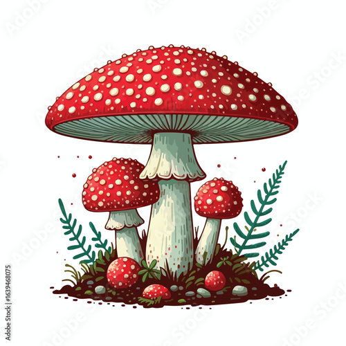 Red and white spotted mushroom vector image