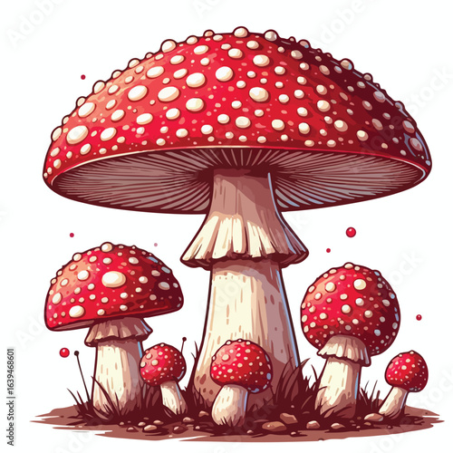 Red and white spotted mushroom vector image