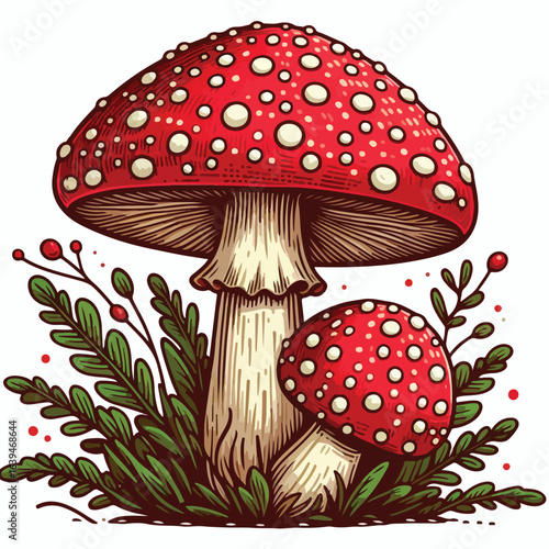 Red and white spotted mushroom vector image