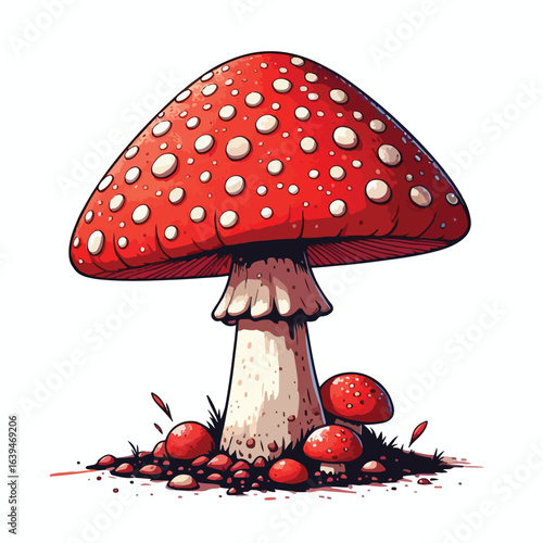 Red and white spotted mushroom vector image