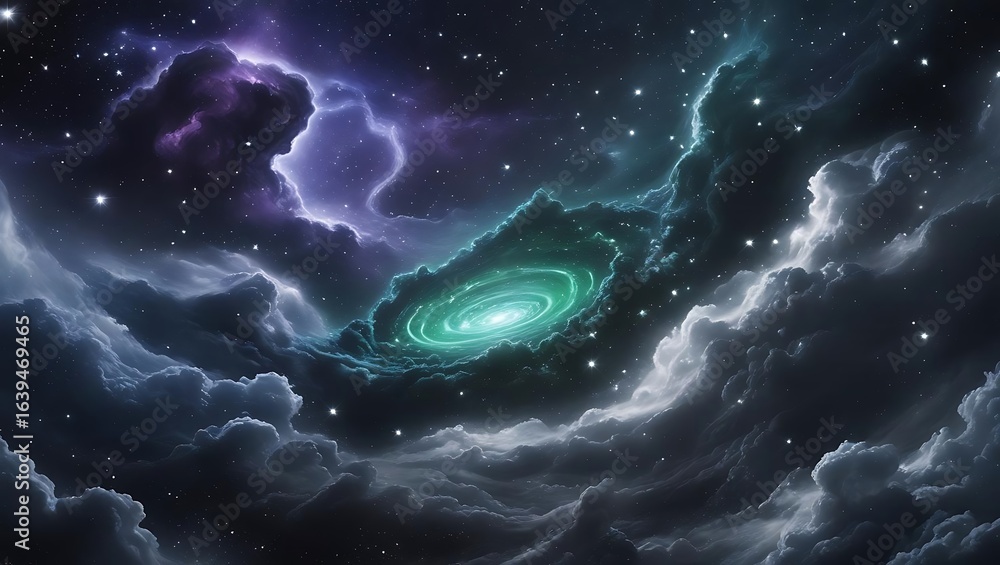 Fototapeta premium Vast cosmic nebula illuminated by distant starlight