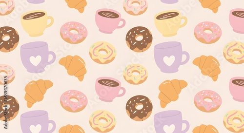 Cute Coffee and Donut Pattern