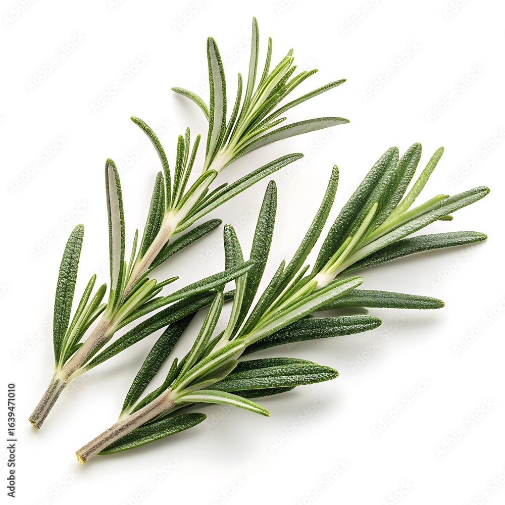 Fototapeta premium Fresh rosemary sprigs isolated on white background isolated on transparent background silhouette