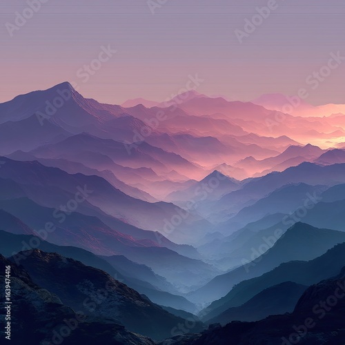 Purple And Blue Gradient Mountain Range At Sunset