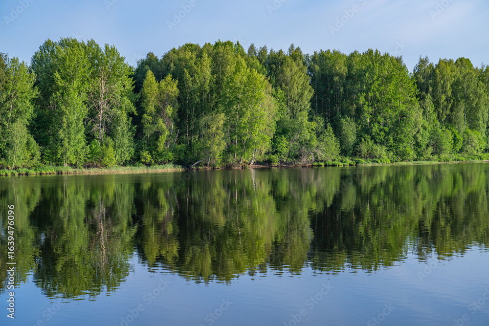 Fototapeta premium Picturesque landscape with reflection in water