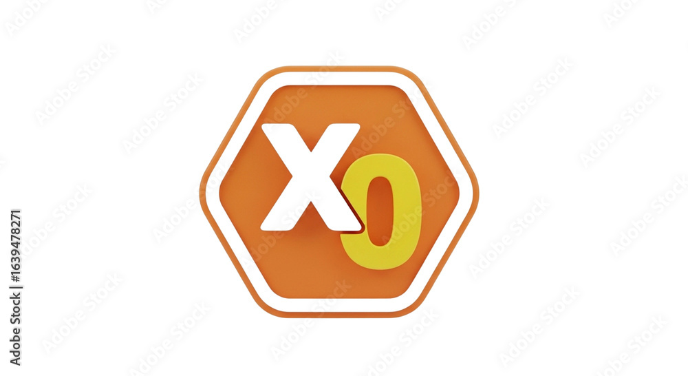 Obraz premium Orange hexagonal xo game symbol isolated on transparent background
