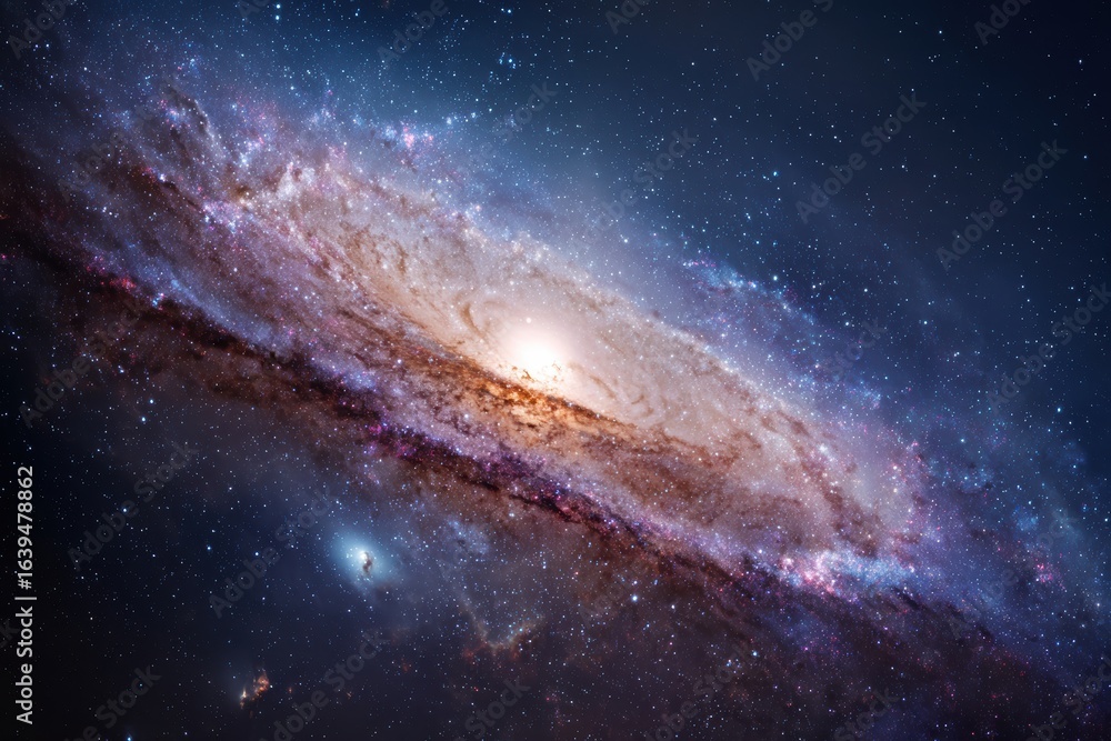 Fototapeta premium A stunning spiral galaxy filled with sparkling stars and vibrant nebulae, celebrating the majesty and wonder of the universe for astronomy fans and space aficionados