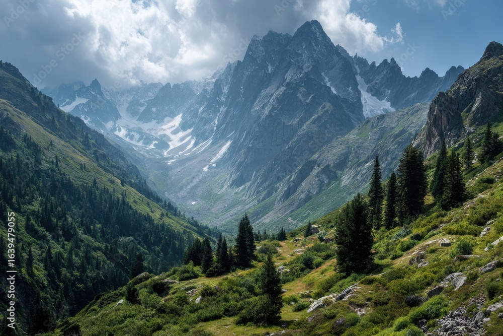 Fototapeta premium Majestic caucasus scenery showcasing breathtaking nature in sofia mountains for travel lovers and outdoor adventure seekers