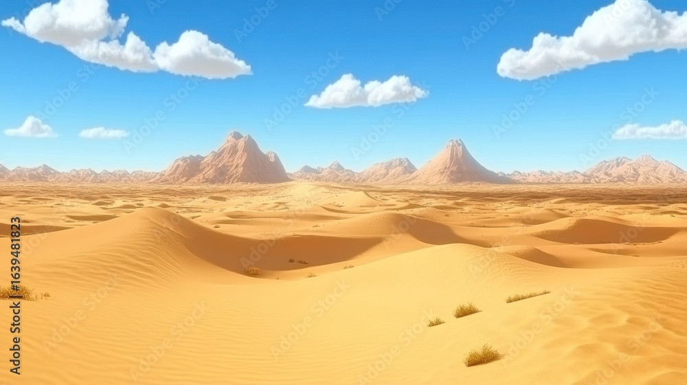 Fototapeta premium Vast desert landscape under a clear sky